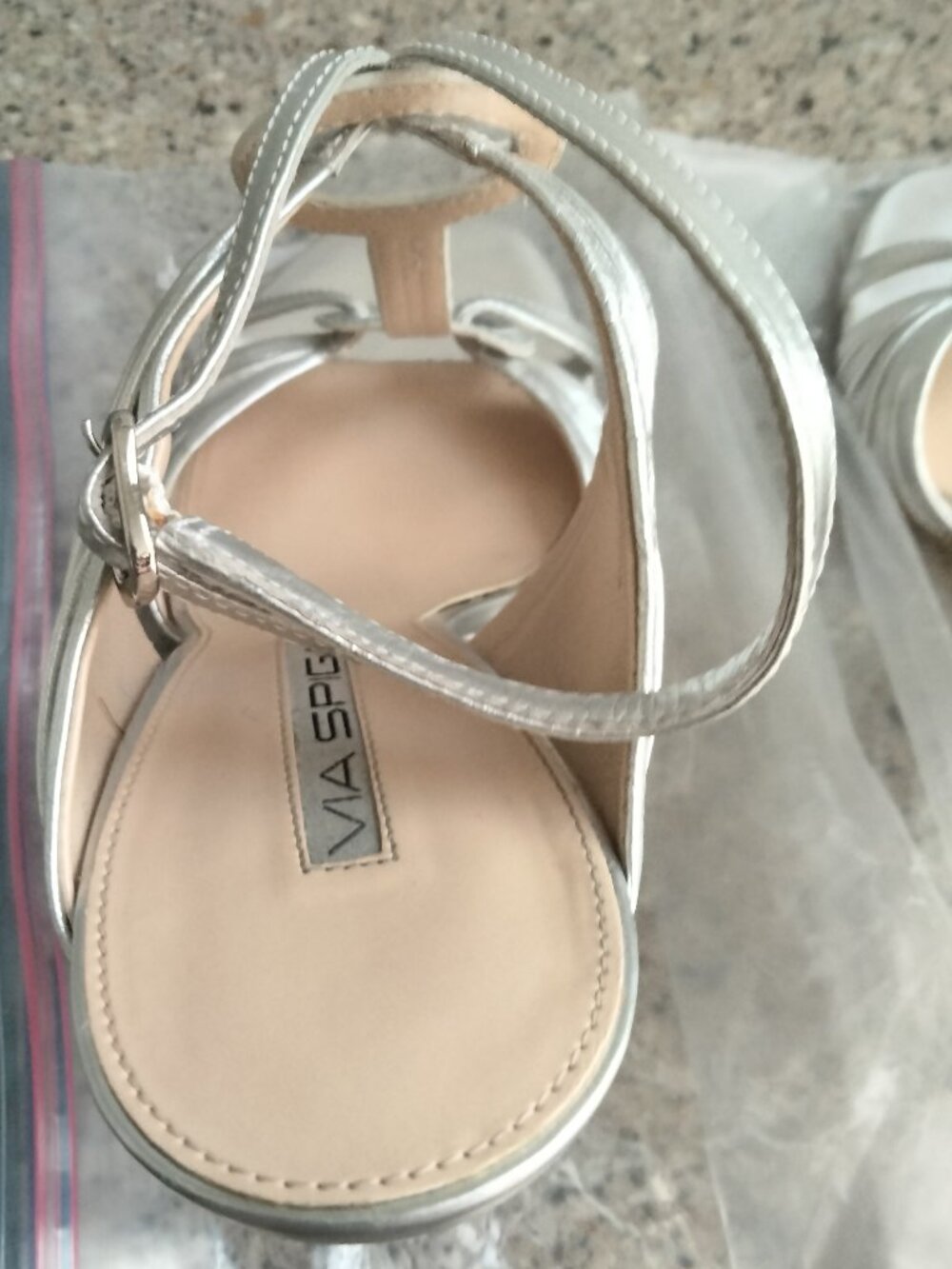 Silver Metallic T-Strap High Heel Sandals - Picture 8 of 13